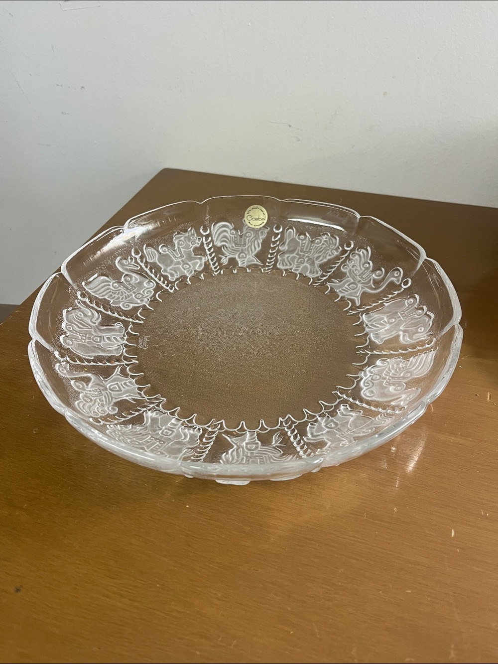 Goebel Clear Embossed Lead Crystal Carousel Dish